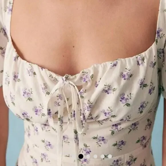 Rihoas Short Sleeve Floral Ruched Midi Dress in Size Small - Picture 4 of 8